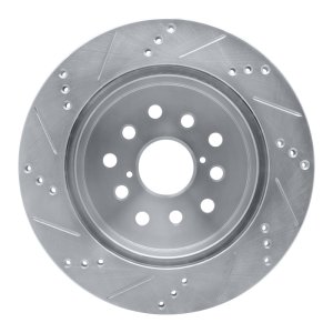 Lexus LS430 Brake Rotor (1) - Rear Right - R1 Concepts - Drilled & Slotted - Silver - `01-`06